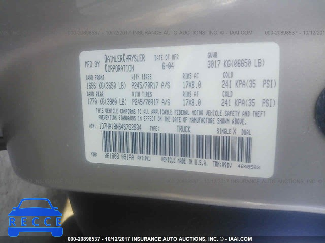 2004 Dodge RAM 1500 1D7HA18N64S762934 image 8