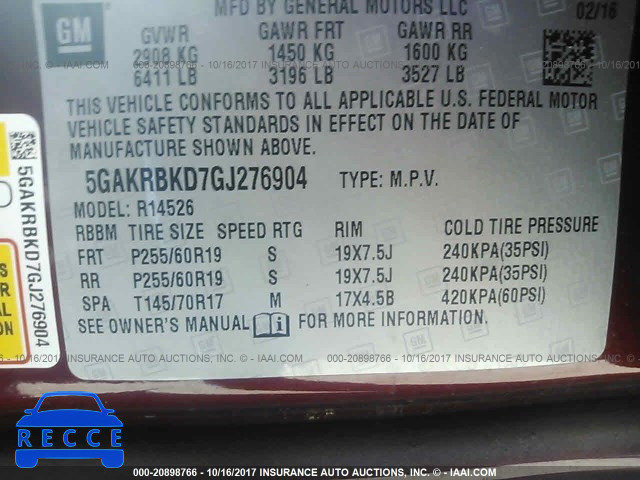 2016 Buick Enclave 5GAKRBKD7GJ276904 image 8