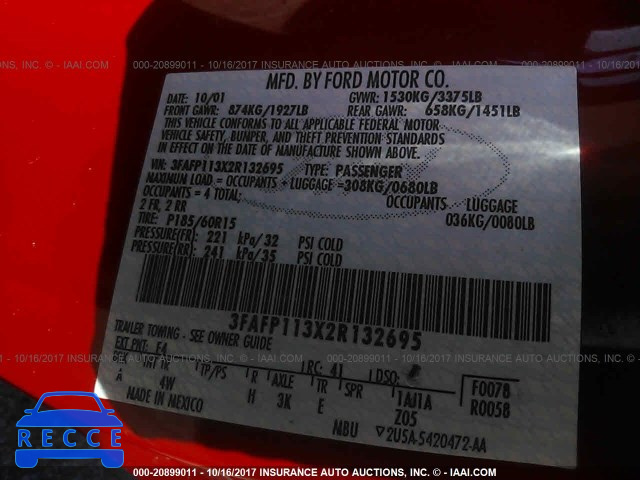 2002 Ford Escort ZX2 3FAFP113X2R132695 image 8
