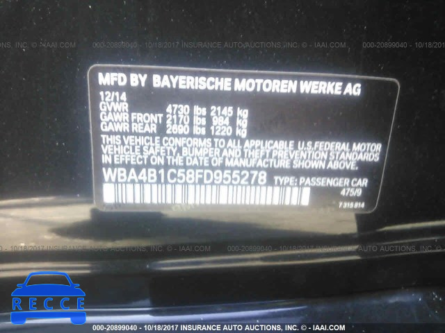 2015 BMW 435 I/GRAN COUPE WBA4B1C58FD955278 image 8
