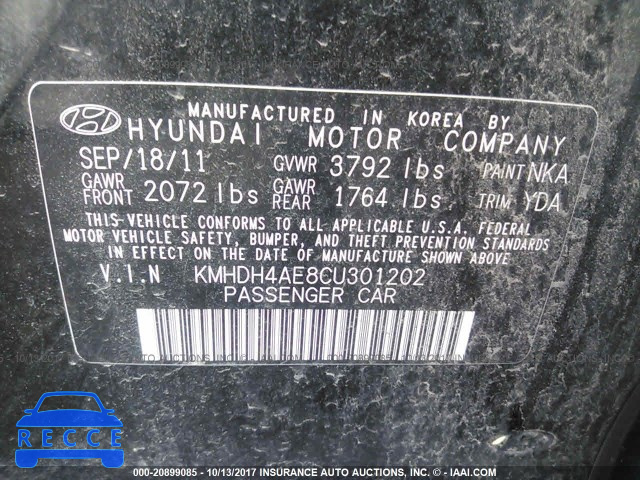 2012 Hyundai Elantra KMHDH4AE8CU301202 зображення 8