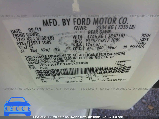 2013 Ford F150 1FTFX1EF1DFA22990 image 8