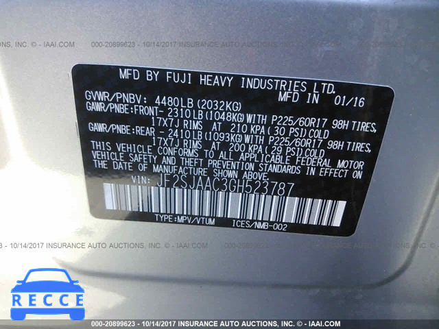 2016 Subaru Forester JF2SJAAC3GH523787 image 8