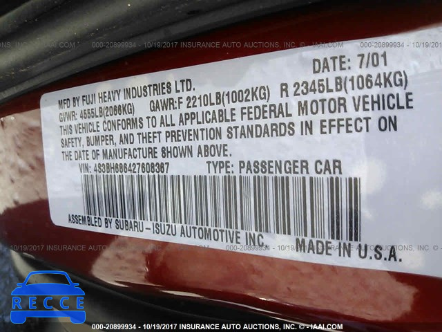 2002 Subaru Legacy OUTBACK LIMITED 4S3BH686427608367 image 8