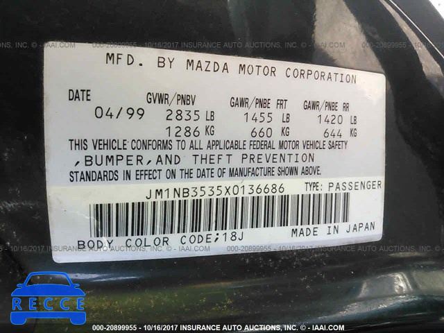 1999 Mazda MX-5 Miata JM1NB3535X0136686 зображення 8