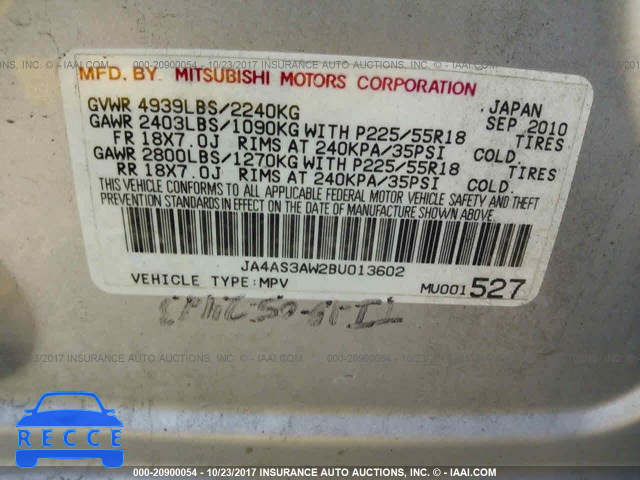 2011 Mitsubishi Outlander JA4AS3AW2BU013602 image 8