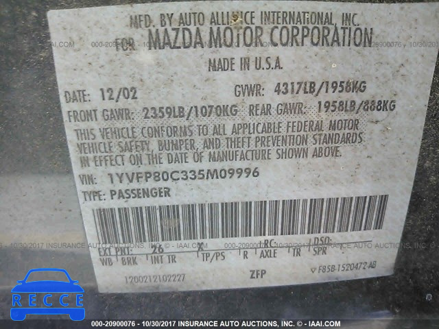 2003 Mazda 6 I 1YVFP80C335M09996 image 8