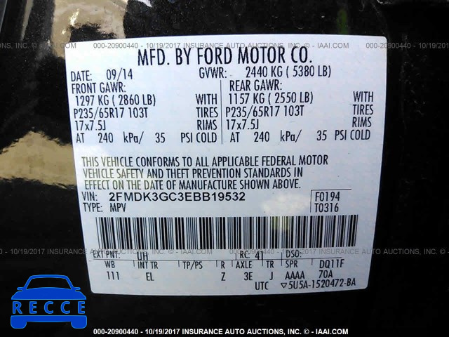 2014 Ford Edge SE 2FMDK3GC3EBB19532 Bild 8