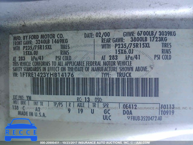 2000 Ford Econoline E150 VAN 1FTRE1423YHB14176 image 8