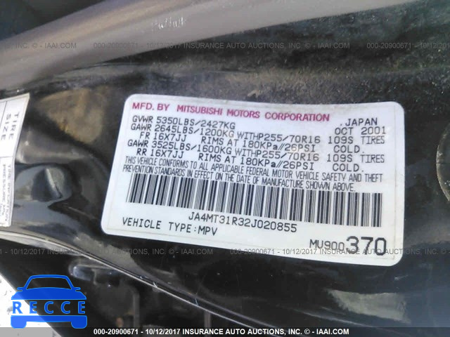 2002 Mitsubishi Montero JA4MT31R32J020855 image 8