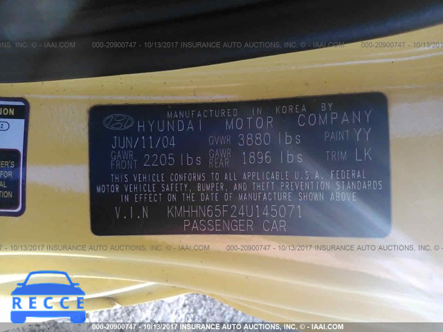 2004 Hyundai Tiburon KMHHN65F24U145071 image 8