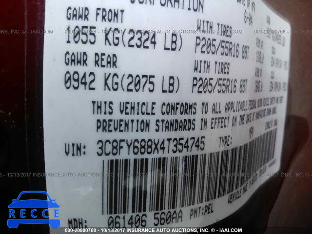 2004 Chrysler PT Cruiser 3C8FY688X4T354745 image 8