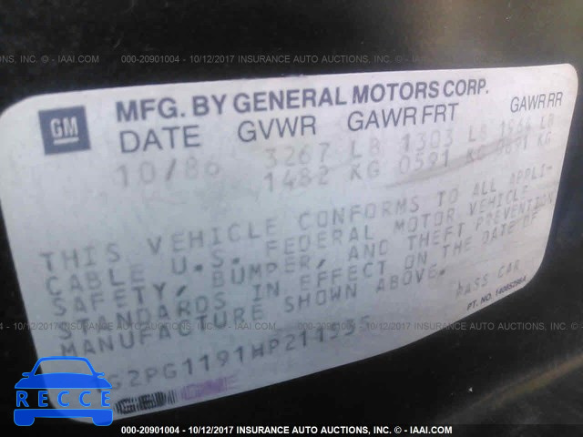 1987 Pontiac Fiero GT 1G2PG1191HP211535 image 8