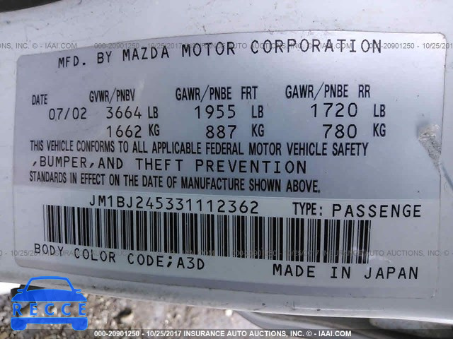 2003 Mazda Protege PR5 JM1BJ245331112362 image 8