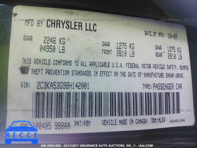 2008 Chrysler 300 2C3KA53G98H142001 зображення 8