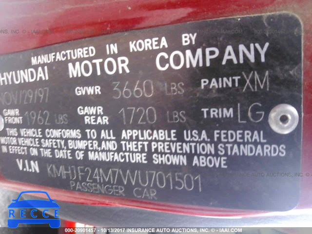 1998 Hyundai Elantra KMHJF24M7WU701501 image 8