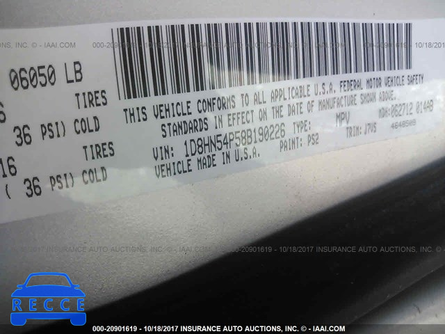 2008 Dodge Grand Caravan SXT 1D8HN54P58B190226 image 8