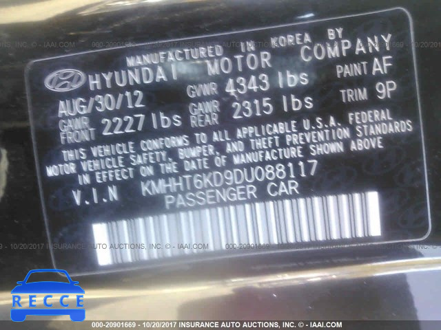 2013 Hyundai Genesis Coupe 2.0T KMHHT6KD9DU088117 зображення 8