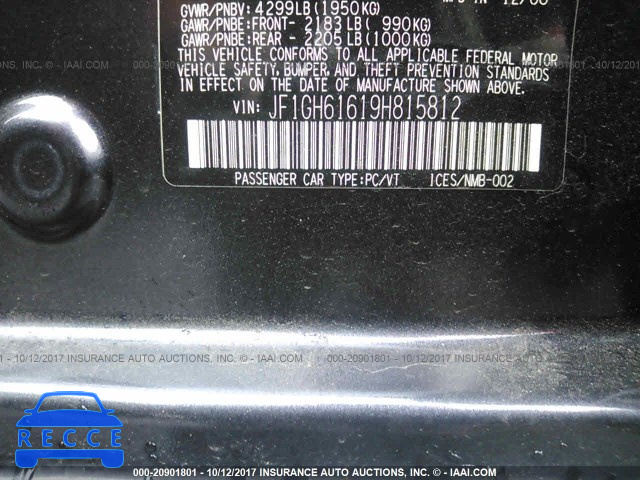 2009 Subaru Impreza 2.5I JF1GH61619H815812 зображення 8