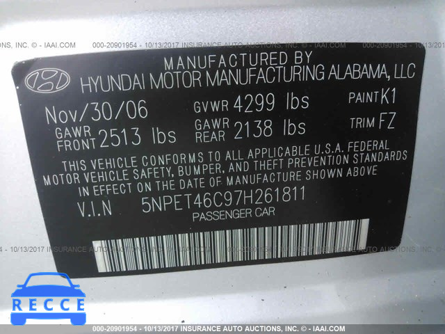 2007 Hyundai Sonata 5NPET46C97H261811 image 8