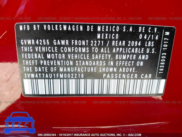 2015 Volkswagen GTI 3VW4T7AU1FM002216 image 8