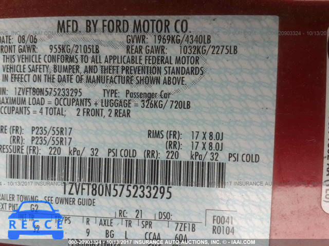 2007 Ford Mustang 1ZVFT80N575233295 зображення 8