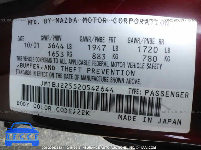 2002 Mazda Protege JM1BJ225520542644 Bild 8