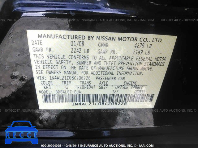 2008 Nissan Altima 1N4AL21E08C206226 зображення 8