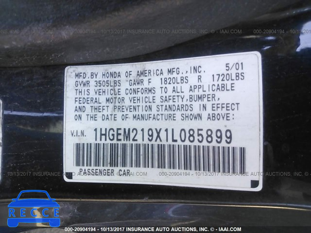 2001 Honda Civic SI/EX 1HGEM219X1L085899 image 8