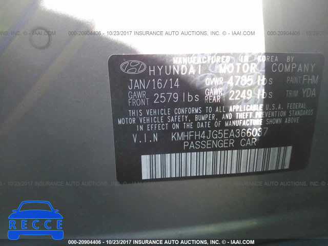 2014 Hyundai Azera GLS/LIMITED KMHFH4JG5EA366037 зображення 8