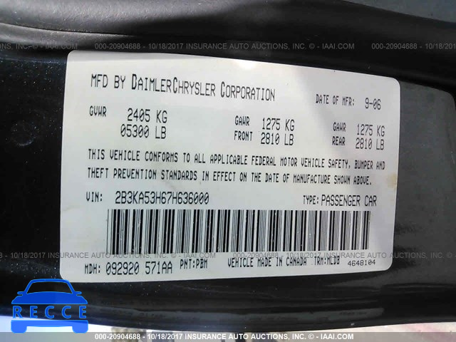 2007 Dodge Charger 2B3KA53H67H636000 Bild 8