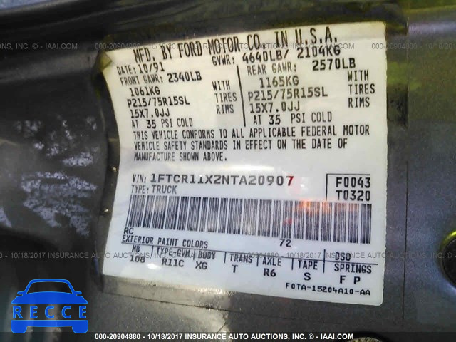 1992 Ford Ranger 1FTCR11X2NTA20907 image 8