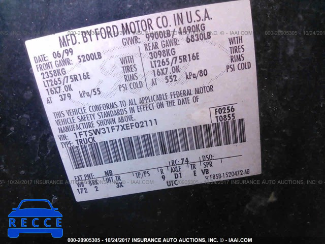 1999 FORD F350 1FTSW31F7XEF02111 Bild 9