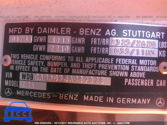 1988 Mercedes-benz 420 WDBCA35D3JA389878 image 8