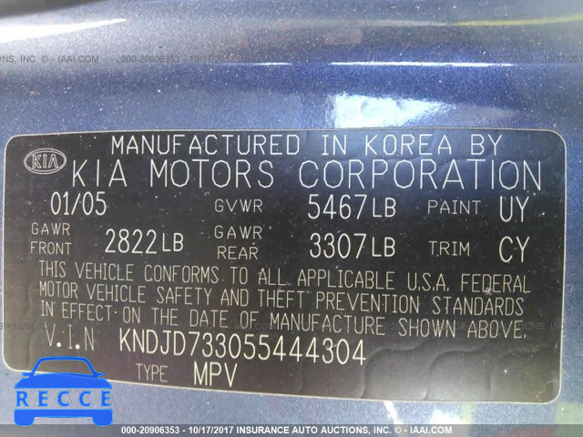 2005 KIA Sorento EX/LX KNDJD733055444304 image 8