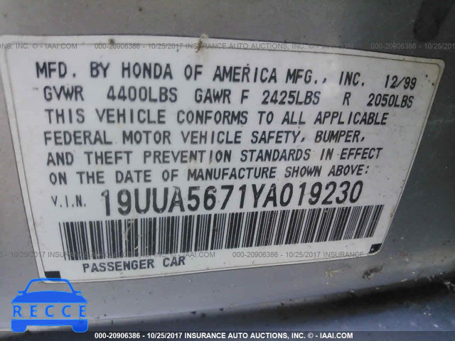 2000 Acura 3.2TL 19UUA5671YA019230 image 8