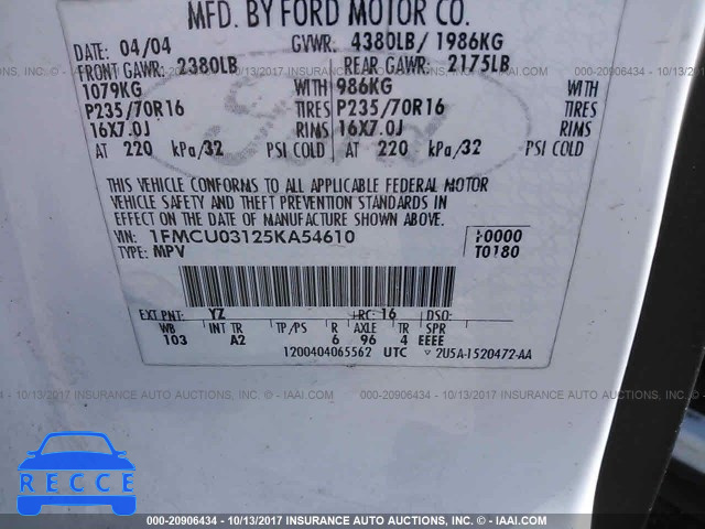 2005 Ford Escape 1FMCU03125KA54610 image 8