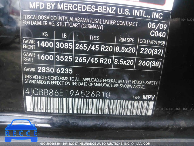 2009 Mercedes-benz ML 350 4JGBB86E19A526810 Bild 8