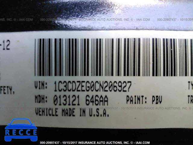 2012 Dodge Avenger 1C3CDZEG0CN206927 зображення 8