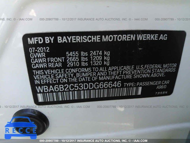 2013 BMW 650 WBA6B2C53DDG66646 image 8