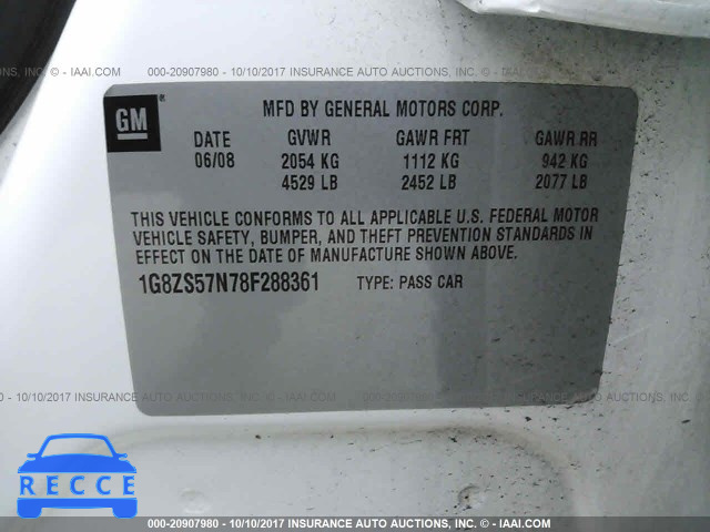 2008 Saturn Aura 1G8ZS57N78F288361 image 8