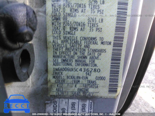 2005 Nissan Frontier 1N6AD06UX5C436280 зображення 8