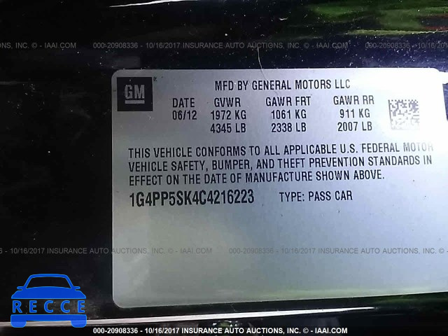 2012 Buick Verano 1G4PP5SK4C4216223 зображення 8