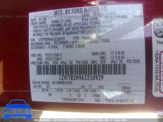 2006 Ford Mustang 1ZVFT82H965250929 image 8