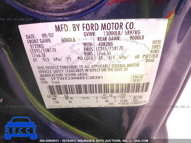 2008 Ford F350 SUPER DUTY 1FTWX33R88EC35391 Bild 8