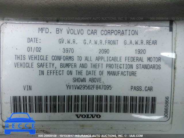 2002 Volvo V40 1.9T YV1VW29562F847095 image 8