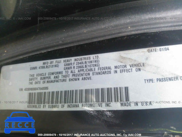 2004 SUBARU LEGACY 4S3BH806847640085 Bild 8