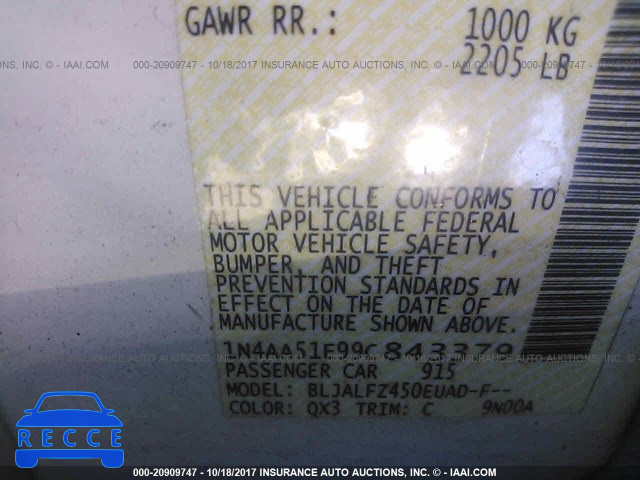 2009 Nissan Maxima S/SV 1N4AA51E99C843379 image 8