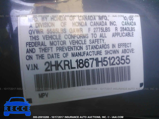 2001 Honda Odyssey 2HKRL18671H512355 image 8