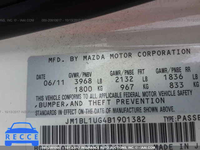 2011 Mazda 3 JM1BL1UG4B1901382 image 8